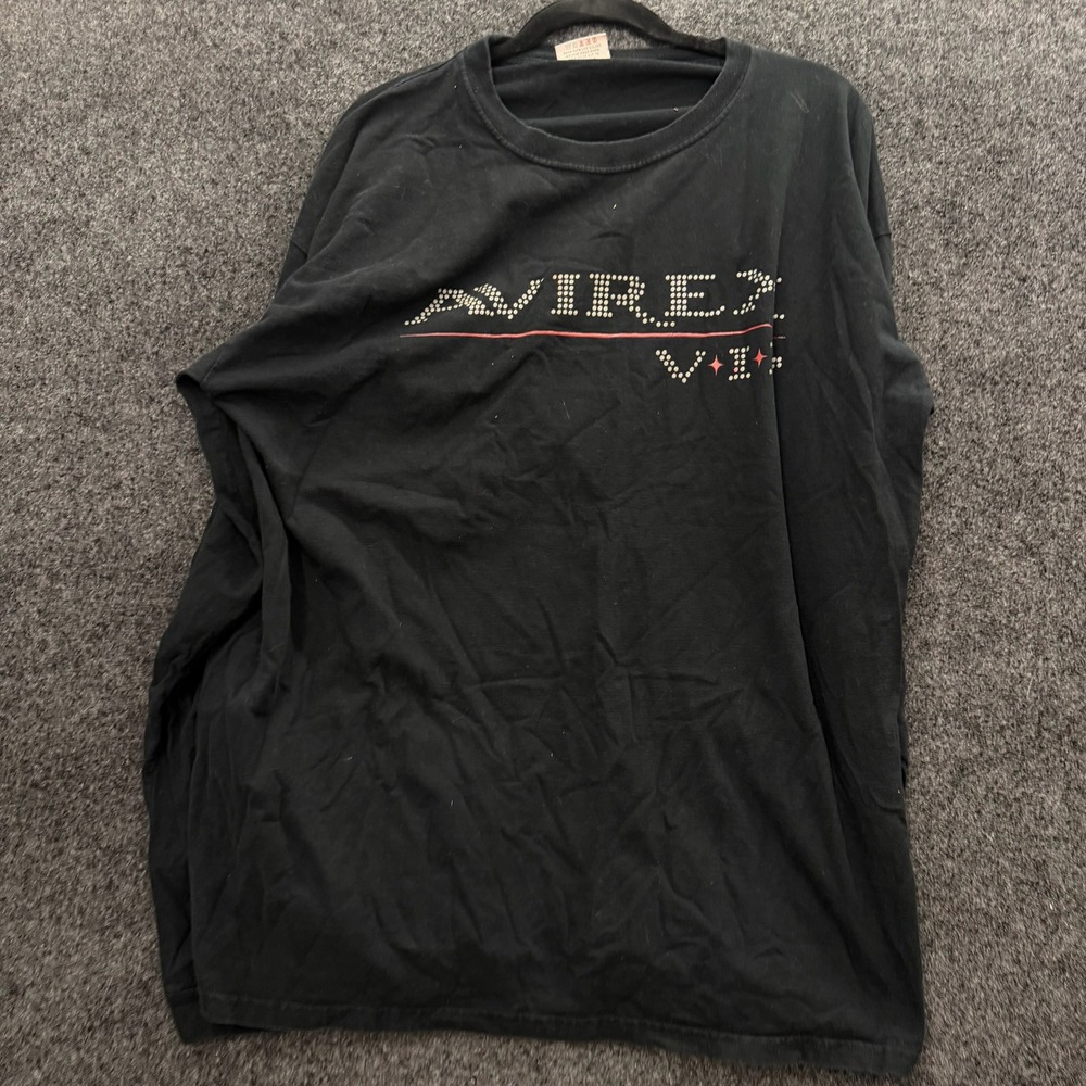 Vintage Avirex VIP Long Sleeve T-Shirt Black Studded Graphic Mens 2XL Y2K